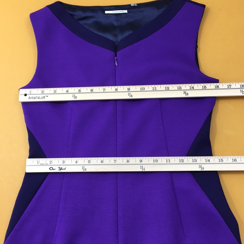 Tahari Sheath Purple Blue Career Illusion Dress - Picture 8 of 12